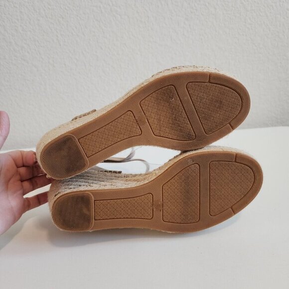 Tory Burch Bima 2 Tan Suede Wedge Jute Espadrille Ankle Strap Sandals Heels 8 - Picture 9 of 12